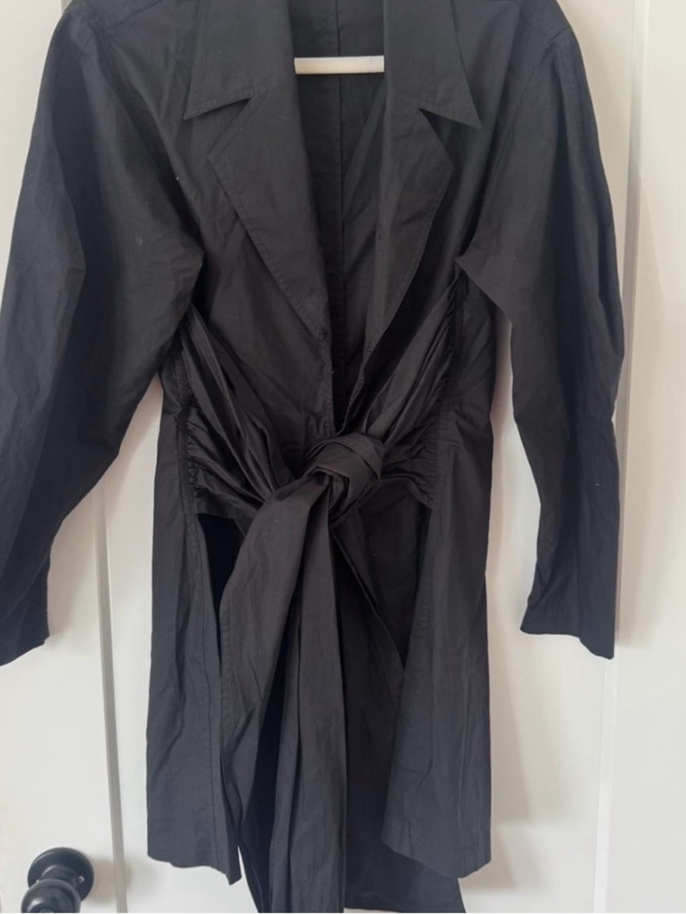 L’Academie Black Tie-Waist Trench Coat